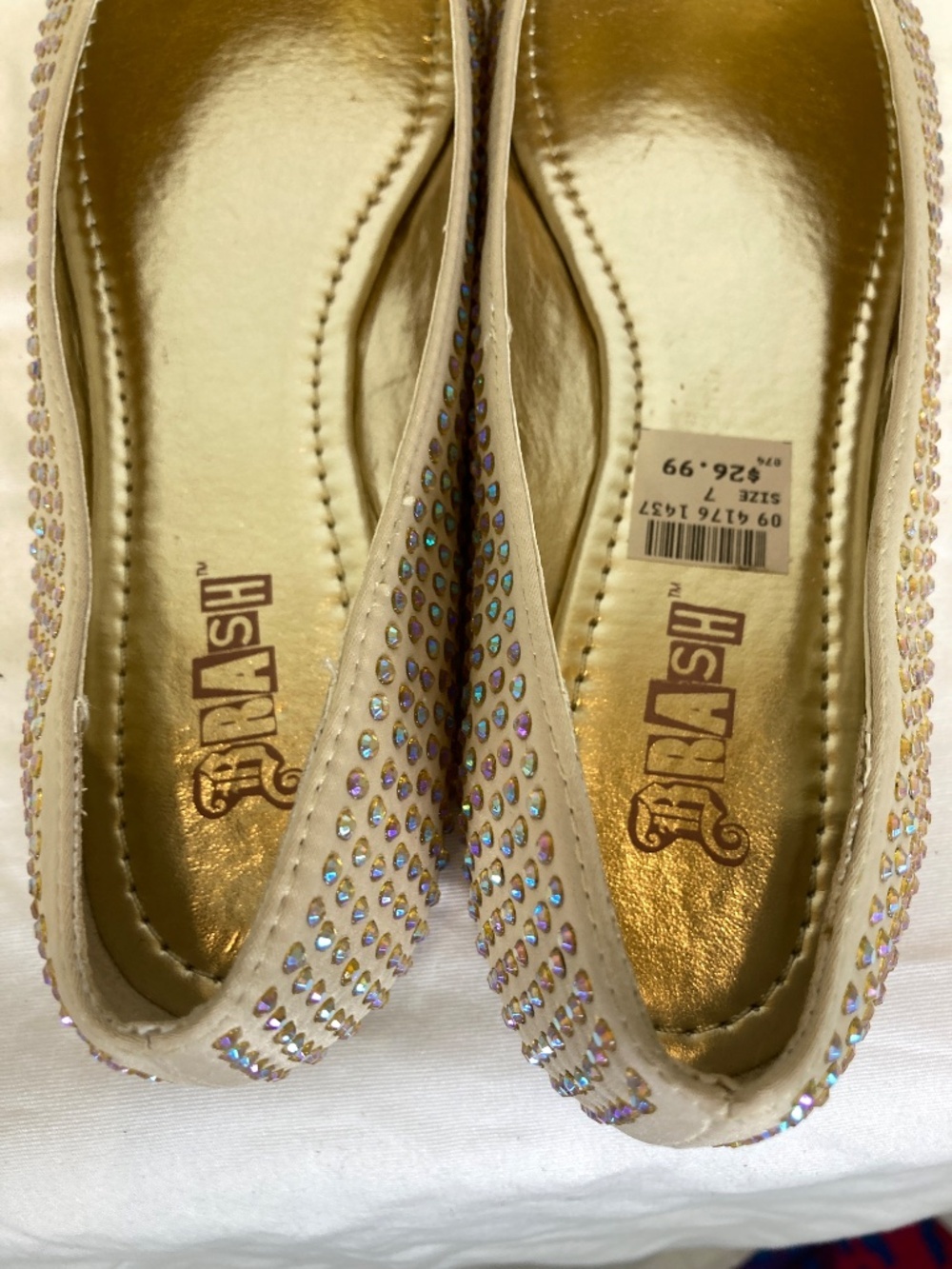 Brash Shoes Flats Sz 7 Gemini Champagne New in Box Crystal Accents Payless Shoe - Picture 7 of 13
